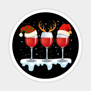 Wine glass wearing santa hat reindeer horn chirstmas  gift for wine lover Magnet